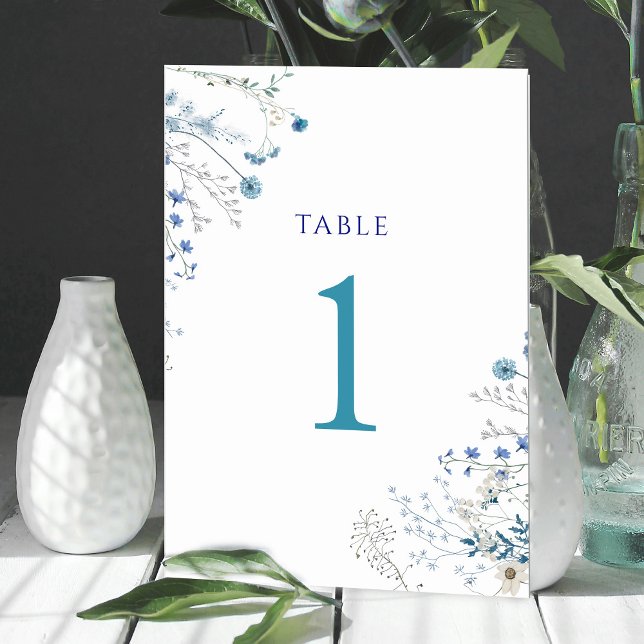 De Table fleurs sauvages bleu aquarelle Tableau Numéro 1 (Créateur téléchargé)