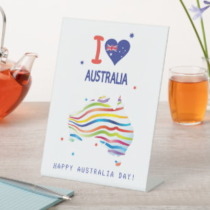 De Table I LOVE AUSTRALIE avec le coeur et la carte signe