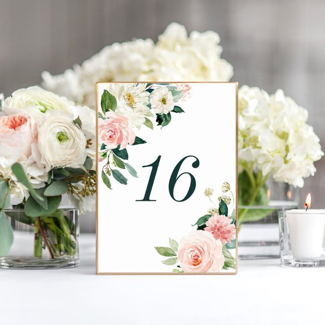 De Table Mariage floral à fleurs blanches Numéro du tableau (Créateur téléchargé)