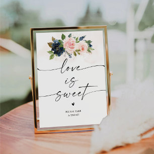De Table Marine & Blush rose Floral L'amour est doux signe