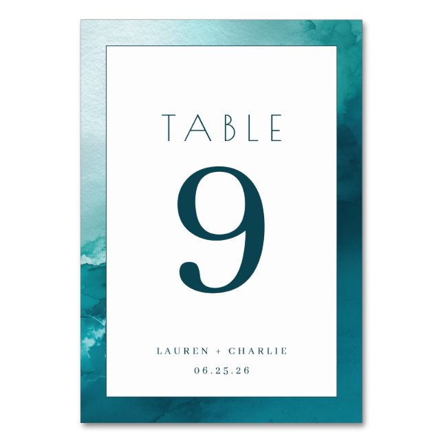De Table Numéro d'aquarelle sarcelle élégant (Par défaut)