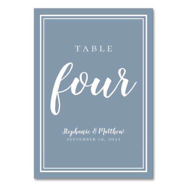 De Table Numéro du tableau Quatre Mariage simple Dusty Blue (Par défaut)