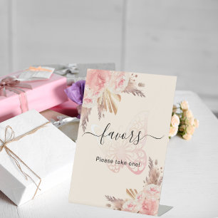 De Table Papillon rose rose pampas beige en faveur signe