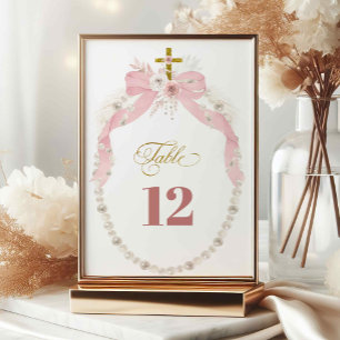De Table Pearl Pink Boho Première communion sainte Numéro d
