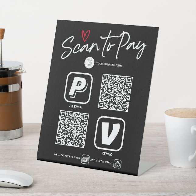 De Table QR Code Modern script Scan pour payer le signe san (In SItu)