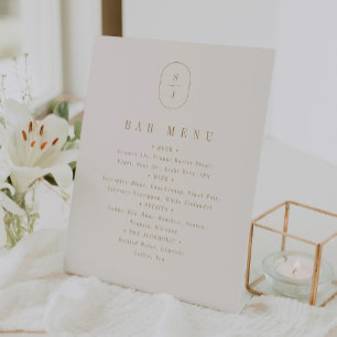 De Table SHYLAH Elegant Gold Cream Mariage Bar Menu Signe
