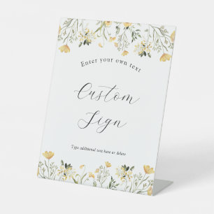 De Table Signe texte personnalisé Fleur sauvage jaune délic