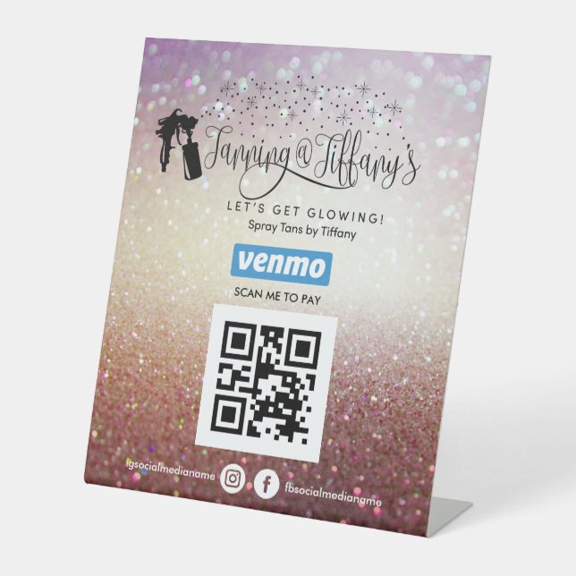 DE TABLE SPRAY TANS VENMO QR CODE SIGNE PÉDESTAL (Recto)