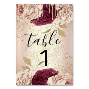 De Table Tableau numéro 1 Rose Florals Marsala Bourgogne