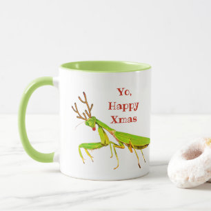 De tasse étrange flairée rouge de Noël de mante de