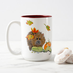 DE Tasse Herbst Igel Two-Tone Coffee Mug