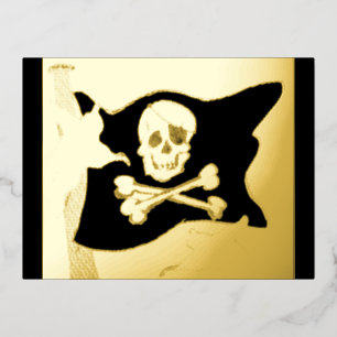 De Vacances En Aluminium Carte postale Halloween Pirate Flag & Ghosts Gold 