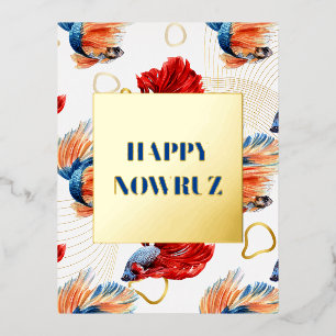 De Vacances En Aluminium Carte postale Nowruz Dancing Goldfish Trio