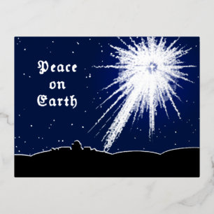 De Vacances En Aluminium Carte postale Paix sur Terre Noël avec Foil