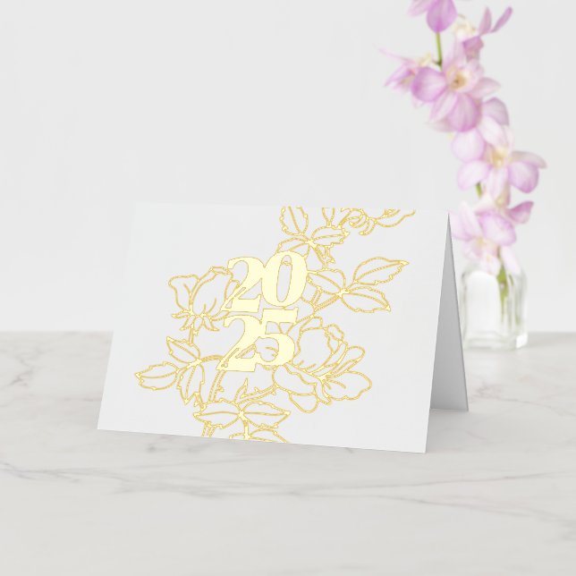 De Vacances Métallisée Carte à huile pliée 2025 Floral Design (Orchidée)