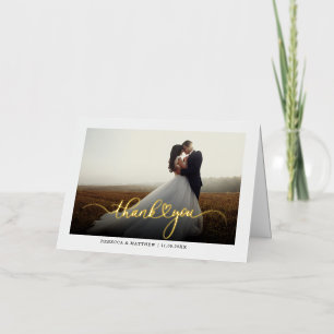 De Vacances Métallisée Carte Mariage photo Gold Merci