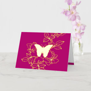 De Vacances Métallisée Elégant Papillon Floral Plié Gold Carte Foil