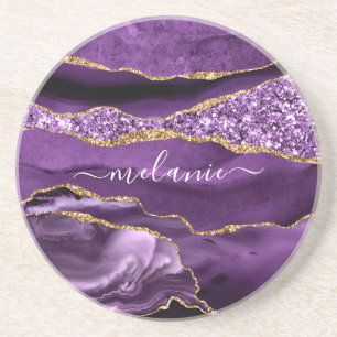 De Verre En Grès Agate violet violet or Parties scintillant Dessous