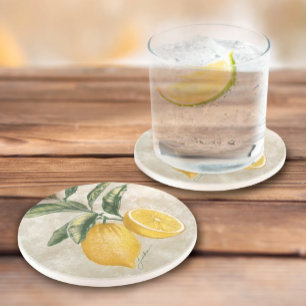 De Verre En Grès Citrons Vintages à échauffement rustique dessous d