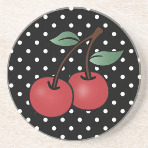 DE VERRE EN GRÈS POKE DOT ROCKABILLEMENT CHERRIES SANDSTONE DESSOUS
