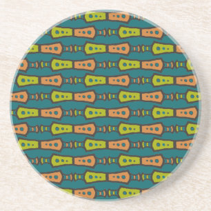 De Verre En Grès Rouge, Jaune, Noir, Tribal sur Turquoise : Dessous