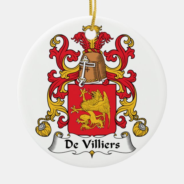 De Villiers Family Crest Ceramic Ornament (Front)