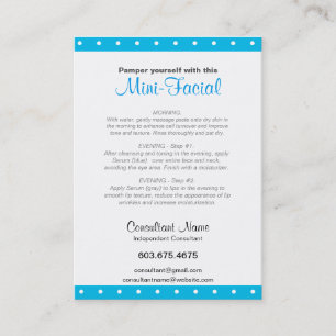De Visite 3,5" x 2,5" - carte d'instruction Mini-Faciale