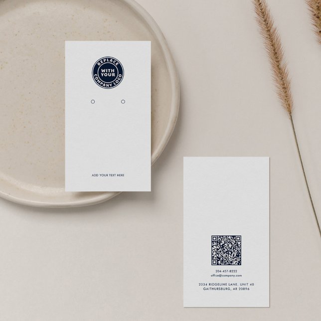 De Visite Ajouter un logo d'entreprise et une carte d'affich (Business Logo Earring Display Card with QR Code)