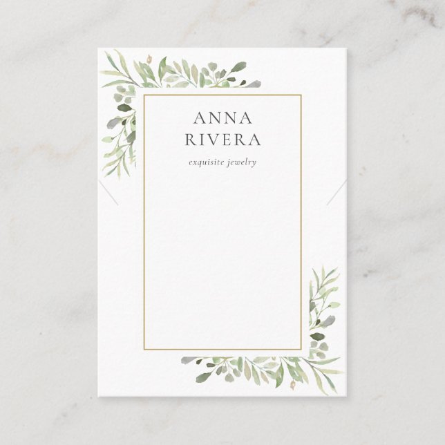 De Visite Aquarelle Collier Verdure Bijoux Carte d'affichage (Devant)