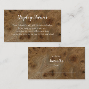 De Visite Baby shower d'affichage en bois noué carte + étiqu