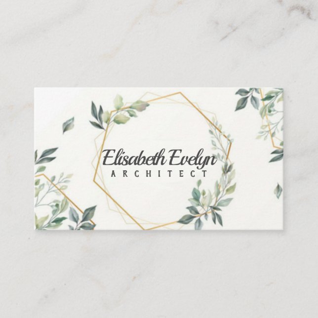 De Visite Belle carte fleurie avec or (Devant)