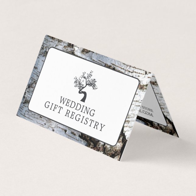 De Visite Birch Tree Rustique Avec Carte Cadeau Photo (Devant)