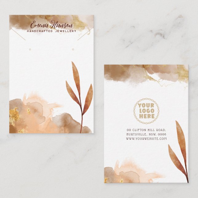 De Visite Boucles d'oreilles Brown or Abstrait Carte d'affic (Devant / Derrière)