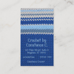 De Visite Bus. Carte - Crochet en bande bleue et blanche