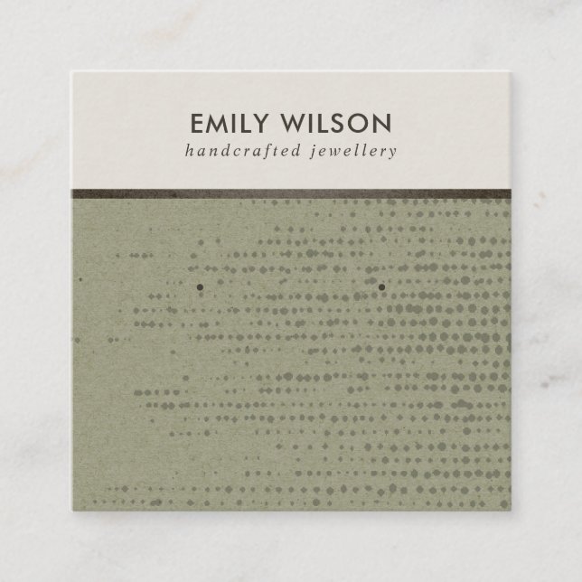 DE VISITE CARRÉ CARTE D'AFFICHAGE GREEN KRAFT WHITE DOTS STUD EARR (Devant)