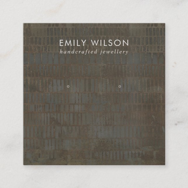 DE VISITE CARRÉ CARTE D'AFFICHAGE RUSTIQUE GRAY BRONZE LINE STUD E (Devant)