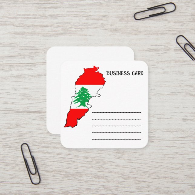 De Visite Carré Carte du Liban avec drapeau (Devant/Arrière en situation)