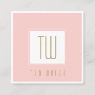 De Visite Carré Carte élégante Monogramme Rose Or