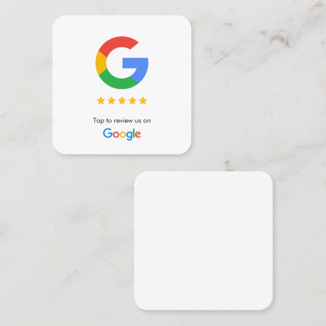 De Visite Carré Carte Google Review sans contact (Devant / Derrière)