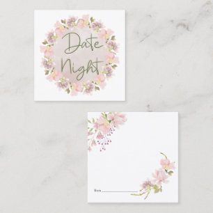 De Visite Carré Carte Nuit Rose Blush Magnolia Floral