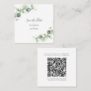 De Visite Carré Eucalyptus Botanical QR Code Enregistrer la carte 