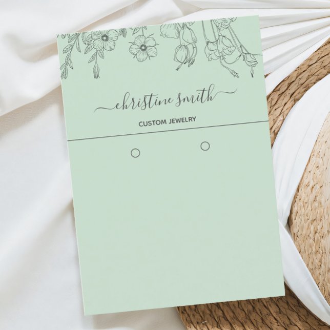 De Visite Carte à oreille Turquoise florale chic (Créateur téléchargé)