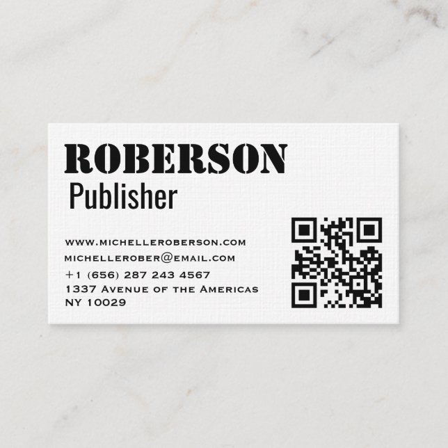 De Visite Carte blanche traditionnelle simple avec le code (Devant)