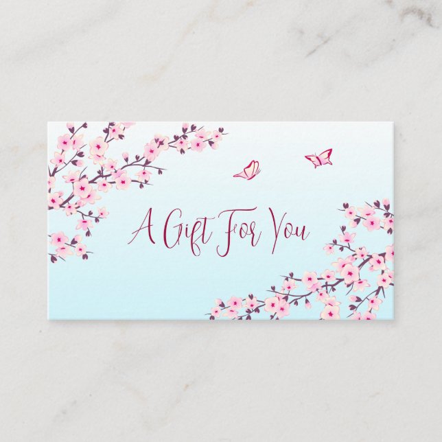 De Visite Carte cadeau Cerry Blossoms Rose Turquoise (Devant)