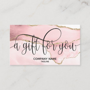De Visite Carte cadeau simple et moderne Blush Pink Agate