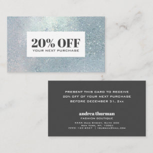 De Visite Carte Coupon Crystal Blue en verre perle rabais