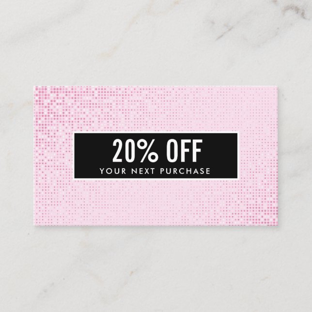 De Visite Carte Coupon noir Faux Rose Sequin (Devant)