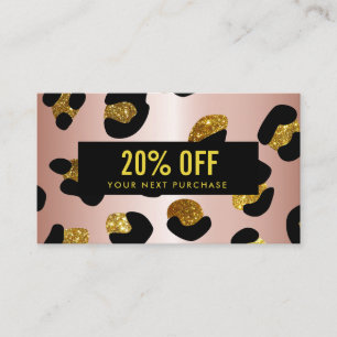 De Visite Carte Coupon Rose or Leopard Parties scintillant é