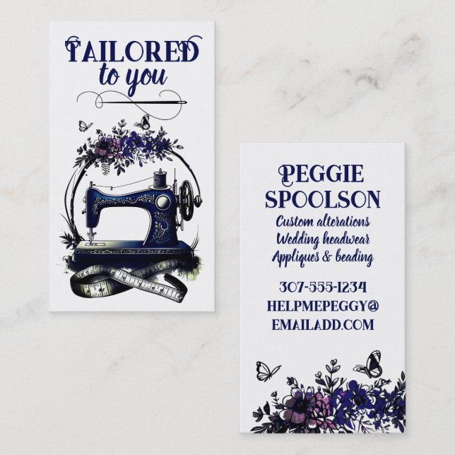 De Visite Carte couturière couturière vintage (Devant / Derrière)