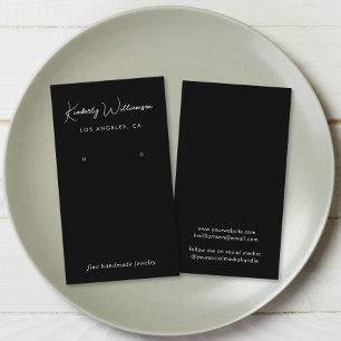 De Visite Carte d'affichage à bijoux en noir Chic Script